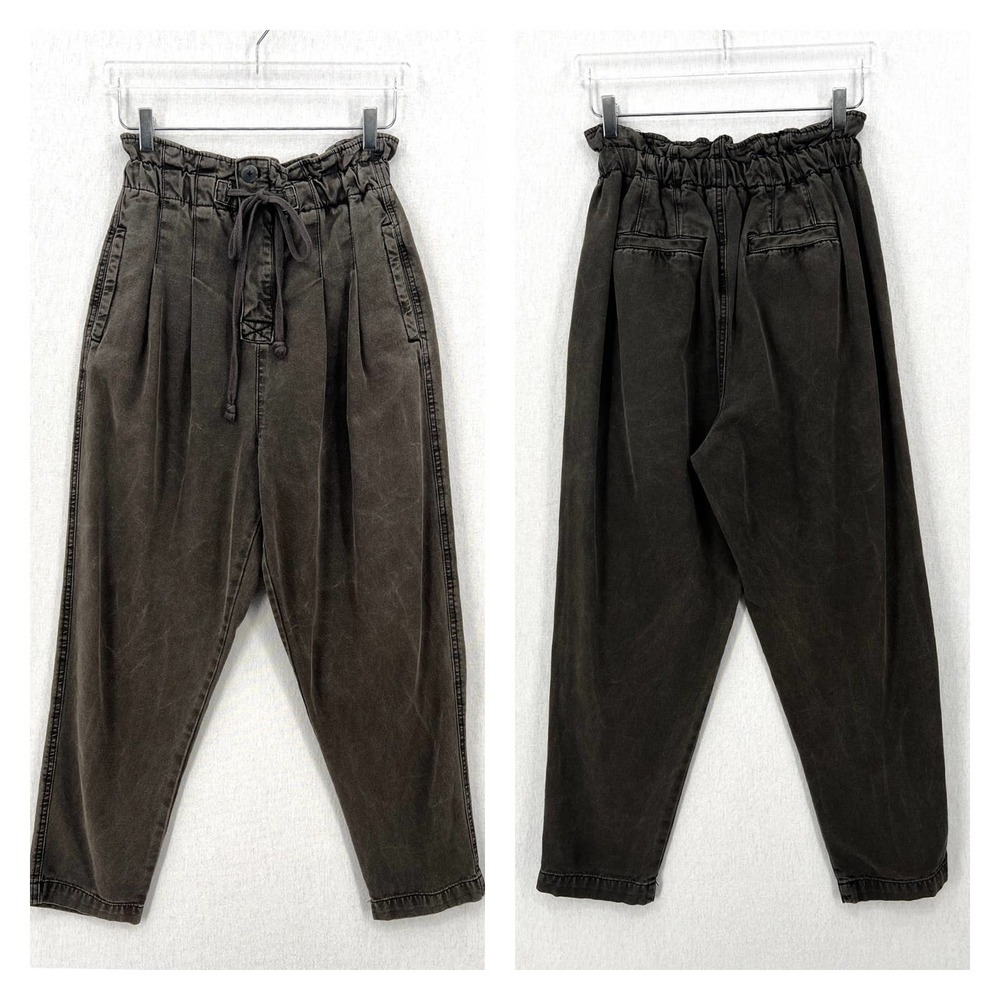 FREE PEOPLE Margate Pleated Trouser Pants Womens Small Charcoal Gray High Rise - Picture 3 of 16